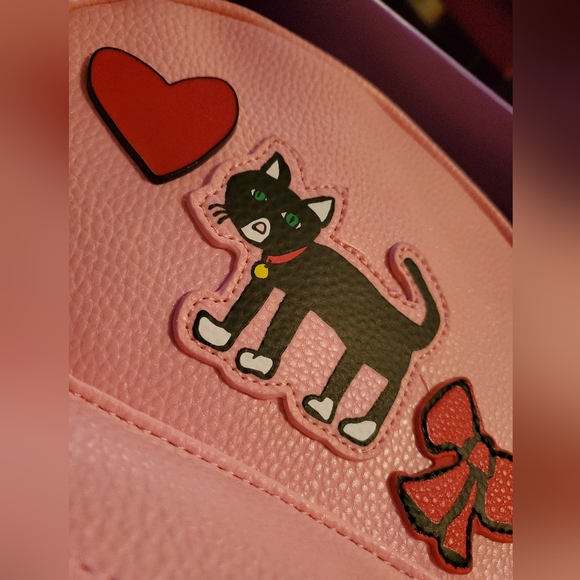 Marc Tetro Pink Black Cat Backpack/Yorkie Dog Wallet Set with Card Holder NWT - Picture 4 of 6